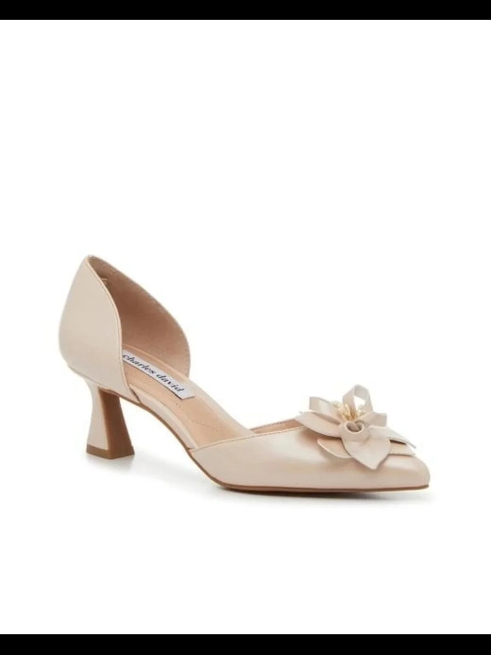 Charles David Blush Pink Floral D’Orsay Pointed-Toe Heels Apron Pump Heel